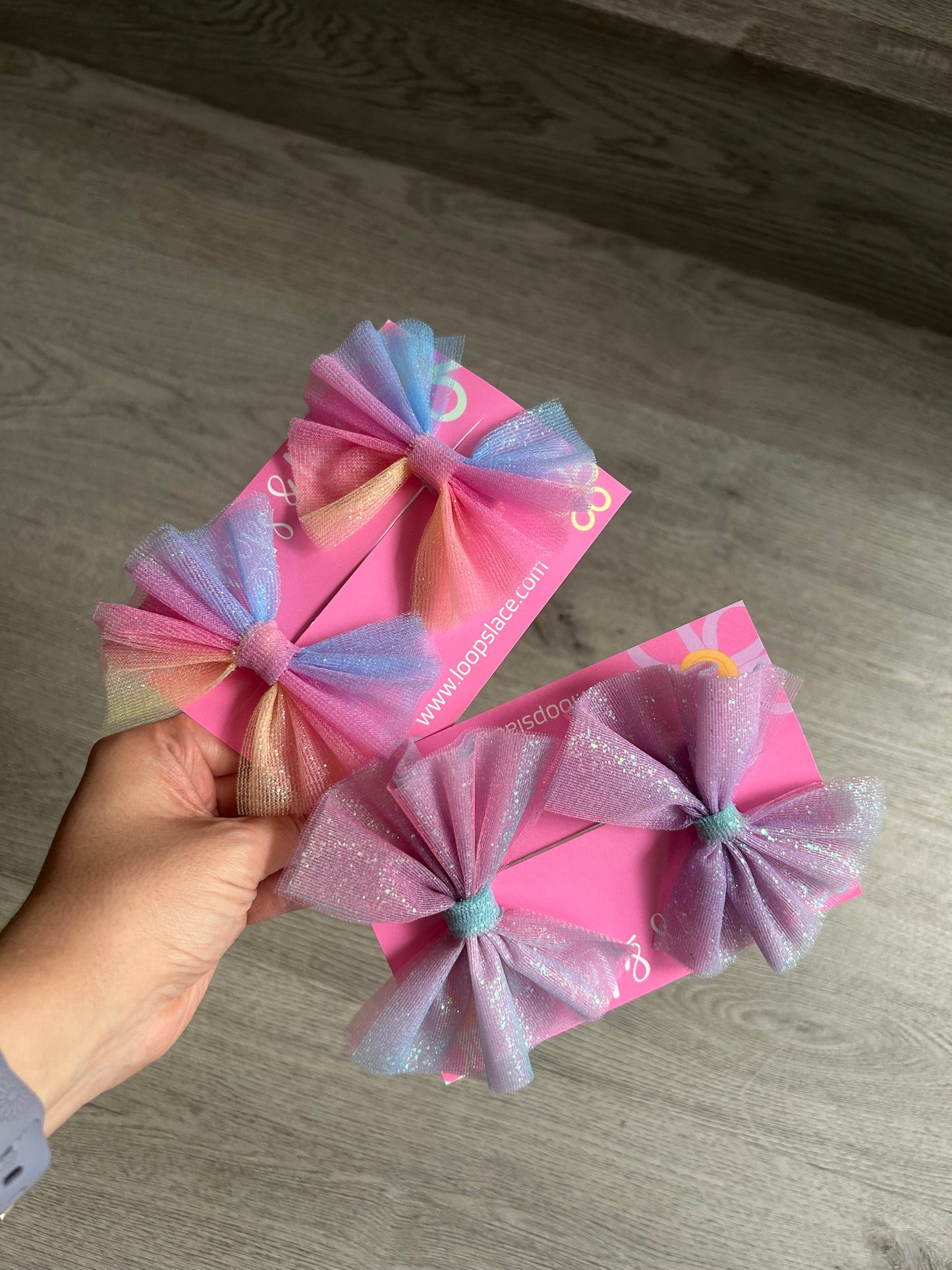 Glitter Bow Clips 2pk