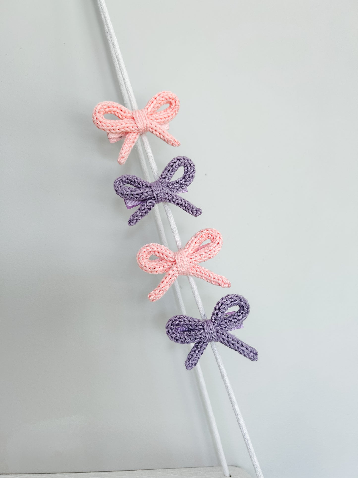 Knitted Bow Clips 2pk