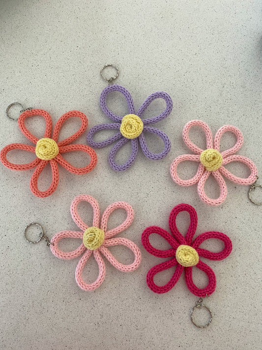 Knitted Daisy Keychain