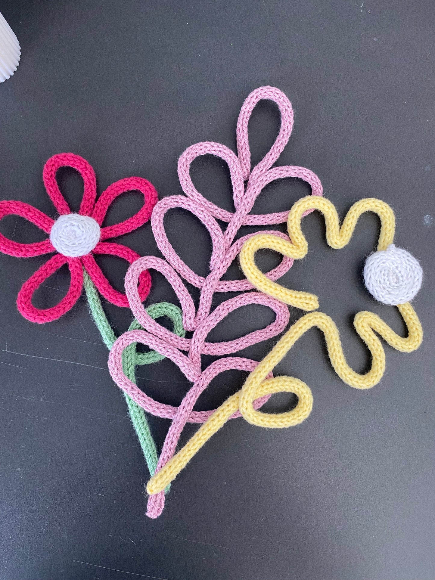 Set of 3 - Knitted Stem, Flower & Dandelion